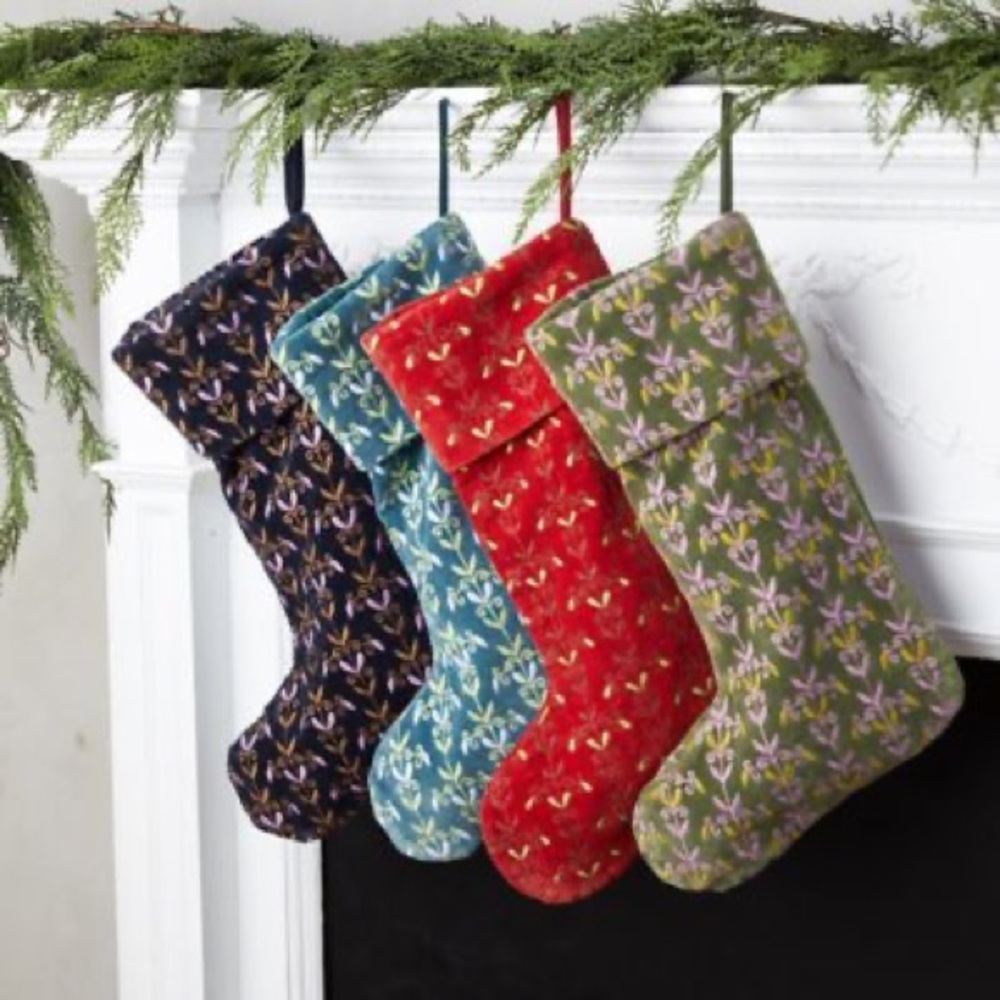 Anthropologie Brocade Velvet Stockings set of 4